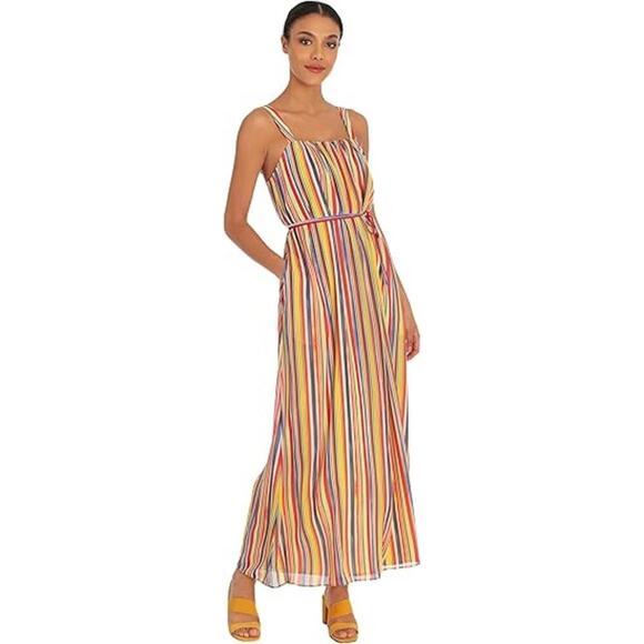 NWT Maggy London Women's Size‎ 0 Striped Maxi Dress Multicolor Sleeveless - Picture 1 of 6